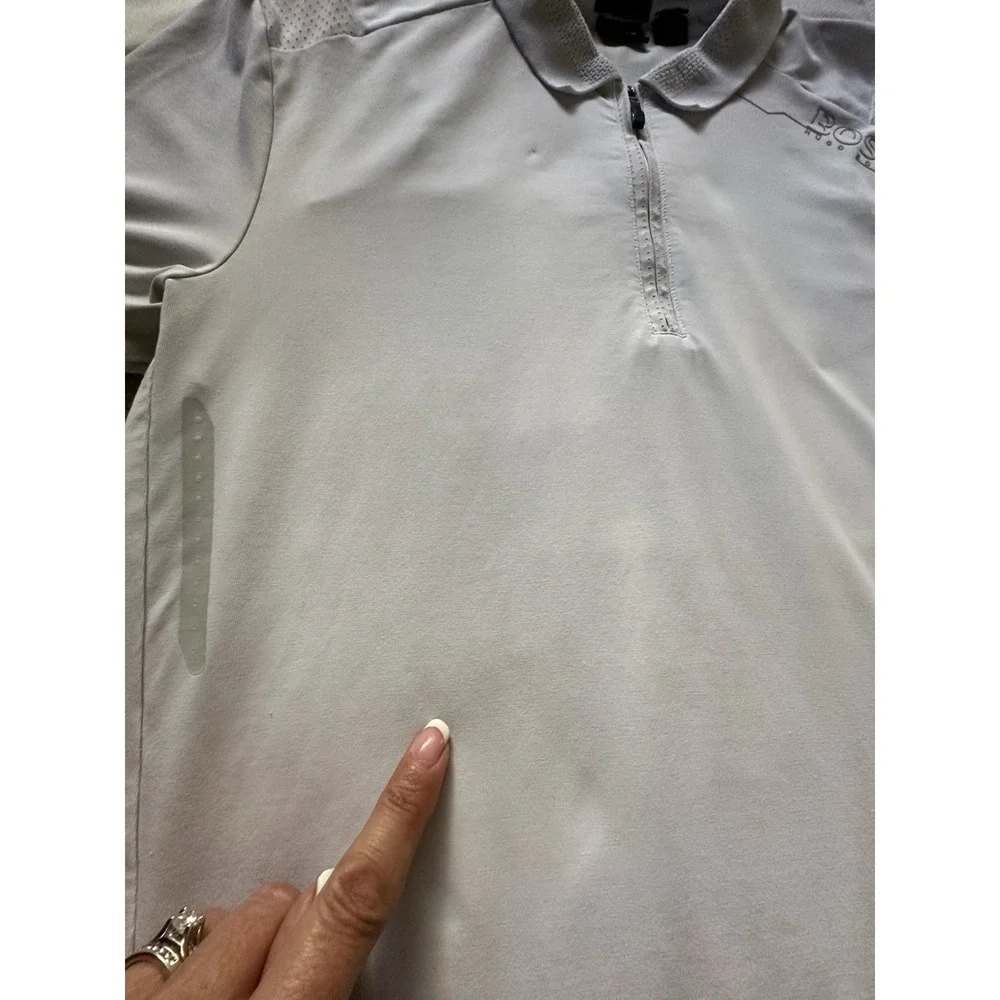 BOSS Athleisure Philix 1 polo shirt 1/4 Zip Light‎ Gray Medium READ